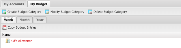 Screenshot of the Create Budget Category window