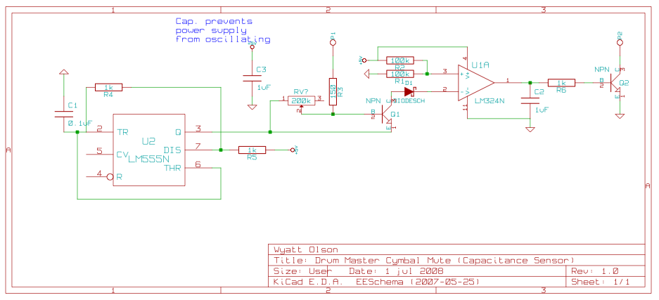 Schematic of Capacitance Touch Switch circuit